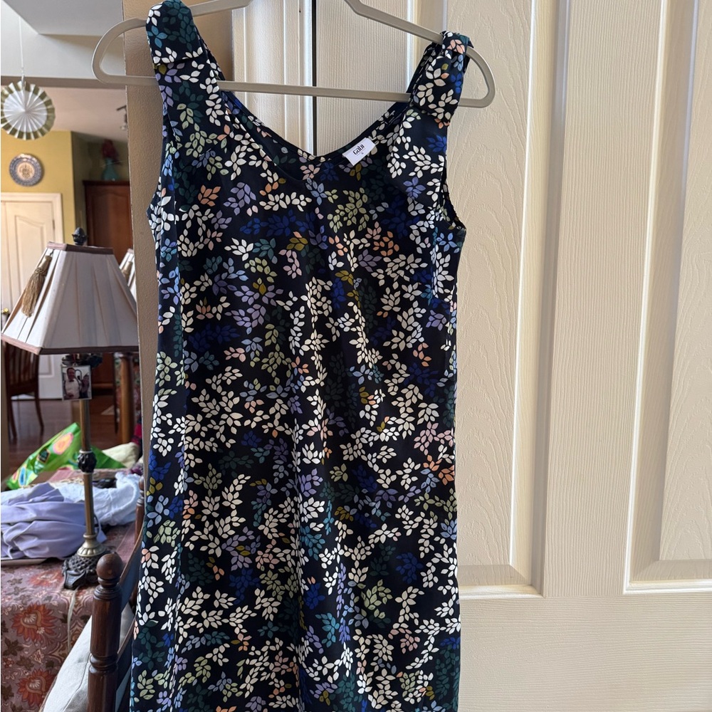 CAbi Navy Floral Midi Dress